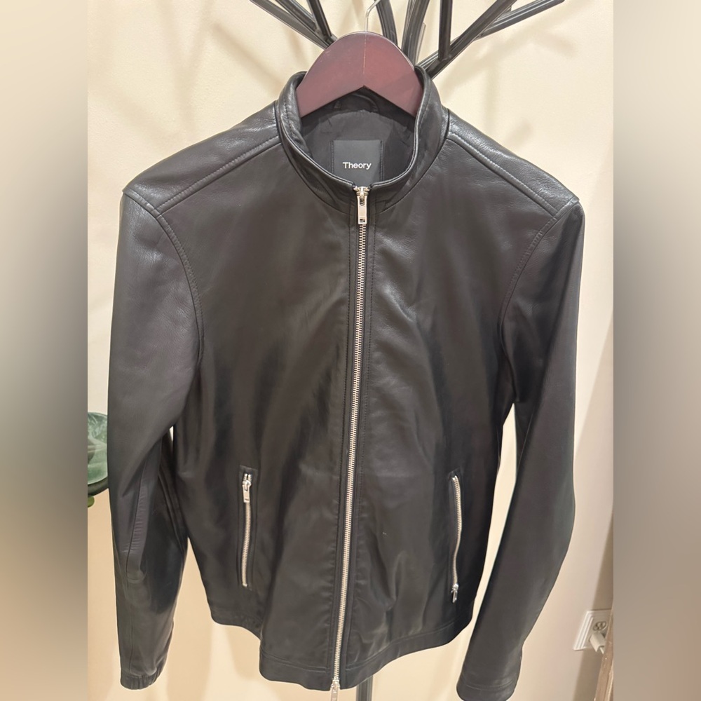 Theory Black Leather Men's Jacket